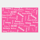PINK Custom NAME Happy Birthday Girl's Gift 3 Inpakpapier Vel (Voorkant)