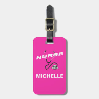 PINK Custom Nurse Name Bagagelabel