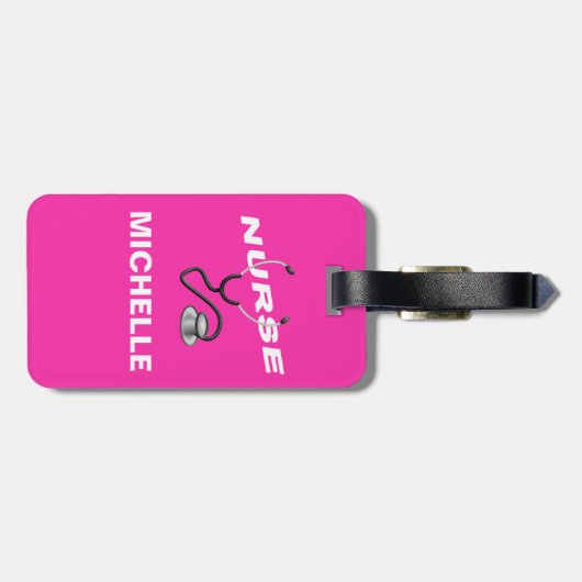 PINK Custom Nurse Name Bagagelabel (Achterkant horizontaal)