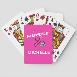 PINK Custom Nurse Name Pokerkaarten