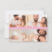 Pink Custom Photo Collage Baby Shower Bedankkaart (Voorkant)