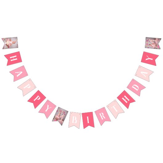 PINK Custom Photo Happy Birthday Banner (Alle)