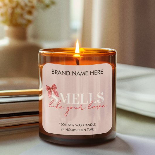 Pink Custom Valentine's Day Candle Label