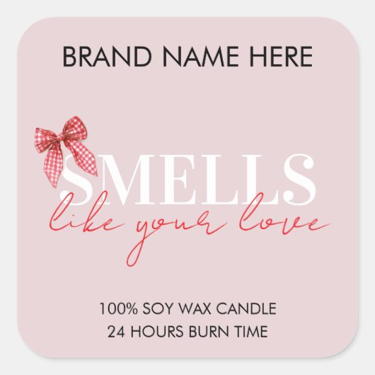 Pink Custom Valentine's Day Candle Label (Voorkant)