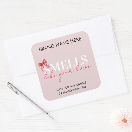 Pink Custom Valentine's Day Candle Label (Envelop)