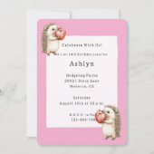 Pink Cute Adorable Hedgehogs Hearts Birthday Kaart (Voorkant)