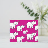 Pink Cute Animal Pattern Cartoon Elephant Pattern Briefkaart (Staand voorkant)