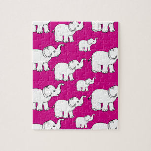 Pink Cute Animal Pattern Cartoon Elephant Pattern Legpuzzel