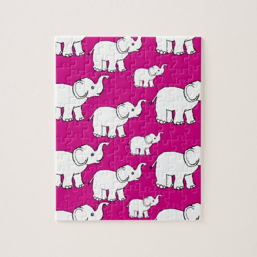 Pink Cute Animal Pattern Cartoon Elephant Pattern Legpuzzel (Verticaal)