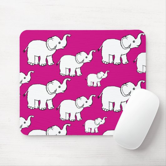 Pink Cute Animal Pattern Cartoon Elephant Pattern Muismat (Met muis)
