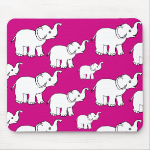 Pink Cute Animal Pattern Cartoon Elephant Pattern Muismat