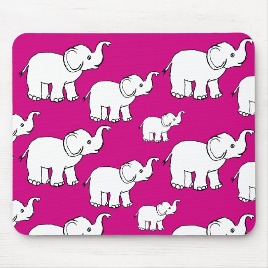 Pink Cute Animal Pattern Cartoon Elephant Pattern Muismat (Voorkant)