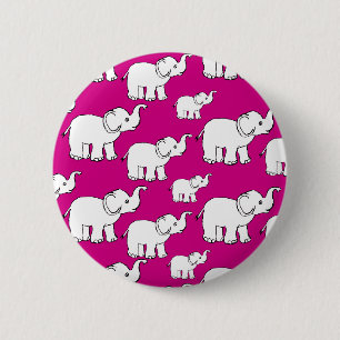 Pink Cute Animal Pattern Cartoon Elephant Pattern Ronde Button 5,7 Cm
