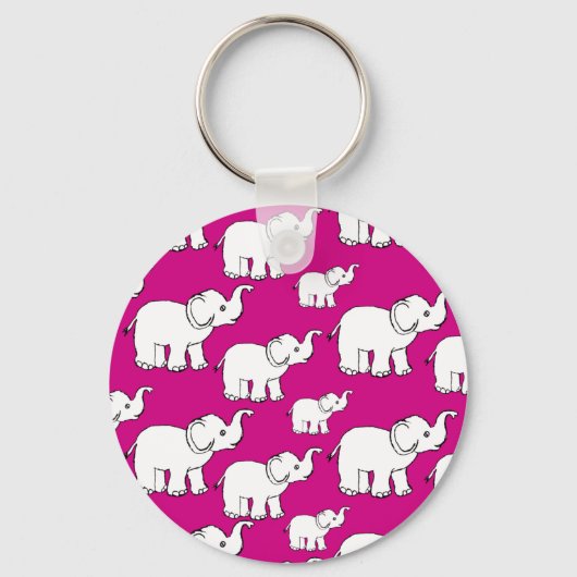 Pink Cute Animal Pattern Cartoon Elephant Pattern Sleutelhanger (Voorkant)