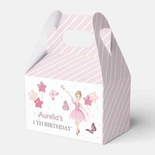 Pink Cute Ballerina Birthday Favor Box Bedankdoosjes (Voorkant Zijde)