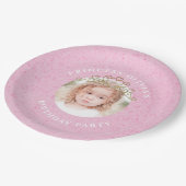 Pink Cute Birthday Photo Princess Tiara Simple Papieren Bordje (Gekanteld)