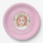 Pink Cute Birthday Photo Princess Tiara Simple Papieren Bordje (Voorkant)