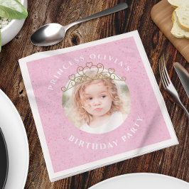 Pink Cute Birthday Photo Princess Tiara Sweet Servet