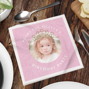 Pink Cute Birthday Photo Princess Tiara Sweet Servet