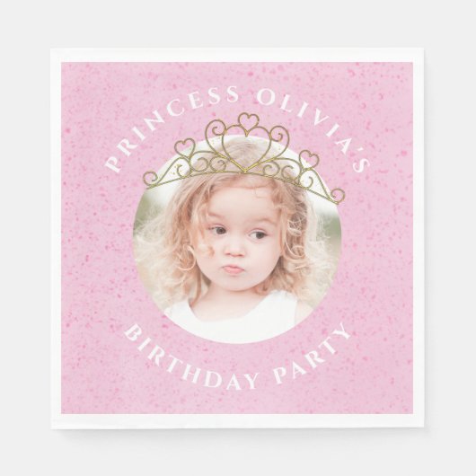 Pink Cute Birthday Photo Princess Tiara Sweet Servet (Voorkant)