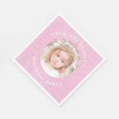 Pink Cute Birthday Photo Princess Tiara Sweet Servet (Hoek)