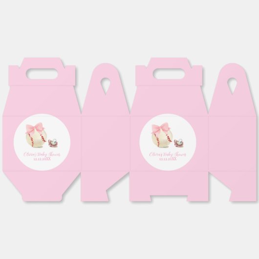 Pink Cute Bow Pacifier Baseball Sport Baby Shower Bedankdoosjes (Ongevouwen)