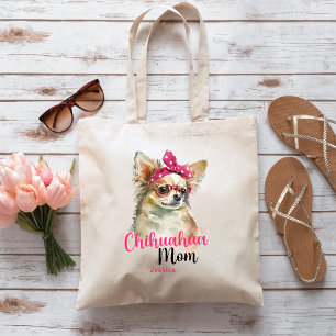 Pink Cute Chihuahua mama Tote Bag