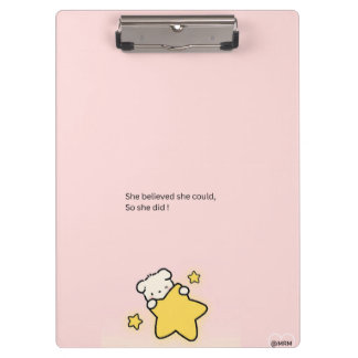 Pink Cute Clipboard – “She Believed She Could, So  Klembord