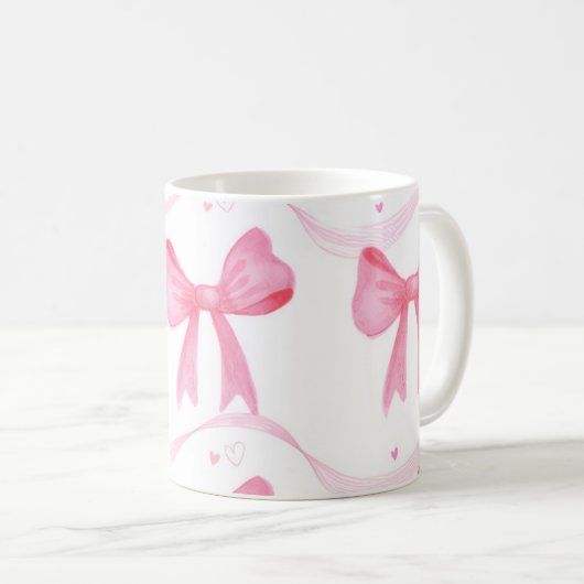 Pink,cute coffee mug with bowa koffiemok (Voorkant rechts)
