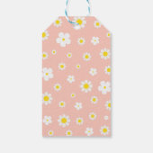 Pink Cute Daisy Script Dank u Verjaardagsgunst Cadeaulabel (Achterkant)