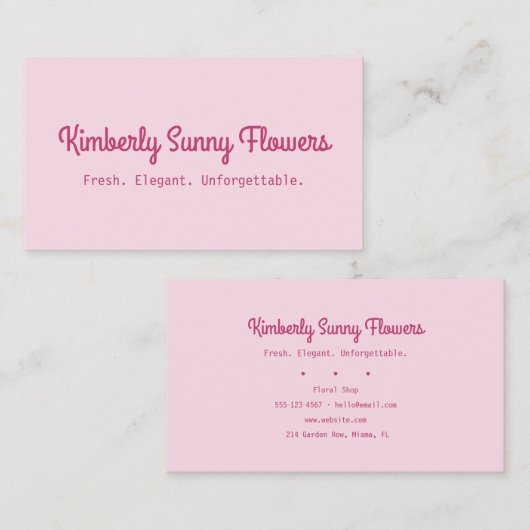 Pink Cute Florist Shop Visitekaartje (Voorkant / Achterkant)