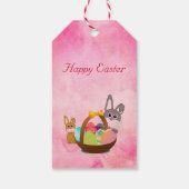 Pink Cute Happy Paast Bunny Cadeaulabel (Achterkant)