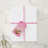 Pink Cute Happy Paast Bunny Cadeaulabel (Met Touw)