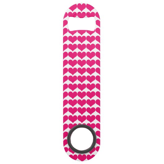 Pink Cute Hearts Pattern Bottle Open Speed Flessenopener (Voorkant)