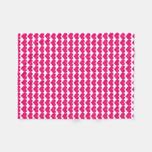 Pink Cute Hearts Pattern Fleece Blanket (Voorkant (Horizontaal))