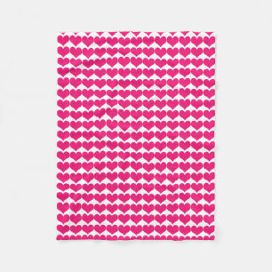 Pink Cute Hearts Pattern Fleece Blanket Deken