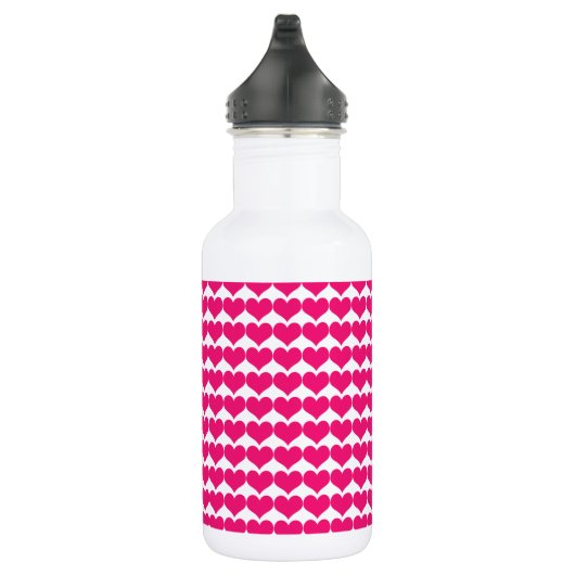Pink Cute Hearts Pattern Fles (Rechts)