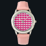 Pink Cute Hearts Pattern Horloge<br><div class="desc">Eenvoudig en lief Cute Hearts Pattern Watch met een herhalend patroon van kleine roze harten. De tekst kan aan dit ontwerp worden toegevoegd om het een persoonlijke aanraking te geven.</div>