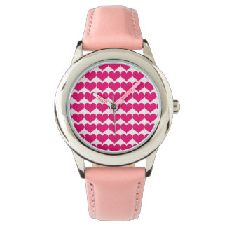 Pink Cute Hearts Pattern Horloge