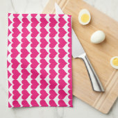 Pink Cute Hearts Pattern Kitchen Towel Theedoek (Quarter Fold)