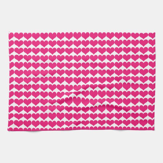 Pink Cute Hearts Pattern Kitchen Towel Theedoek (Horizontaal)