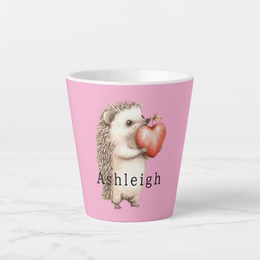 Pink Cute Hedgehog Heart Animal   Latte Mok (Voorkant)