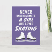 Pink Cute Ice Skating Cards For Girls Girly Kaart (Voorkant)