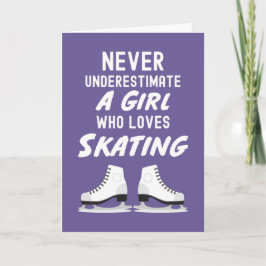 Pink Cute Ice Skating Cards For Girls Girly Kaart
