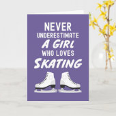 Pink Cute Ice Skating Cards For Girls Girly Kaart (Gele Bloem)