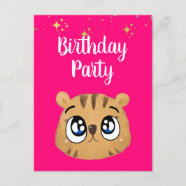 Pink Cute little tiger Briefkaart