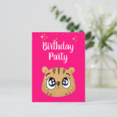 Pink Cute little tiger Briefkaart (Staand voorkant)