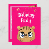 Pink Cute little tiger Briefkaart (Voorkant / Achterkant)