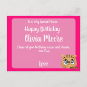 Pink Cute little tiger Briefkaart (Achterkant)