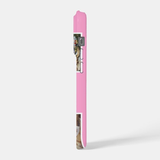 Pink Cute Modern 3 Photo Layout Custom iPhone Hoesje (Linkerkant)
